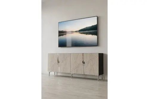 Evva Konsol Ve Tv Sehpası Antrasit Traverten Silver 150 Cm Ka1528Ats