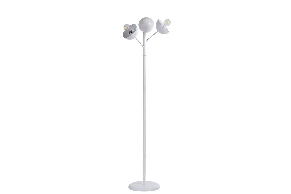 Küre Üçlü Beyaz Lambader Metal Başlıklı