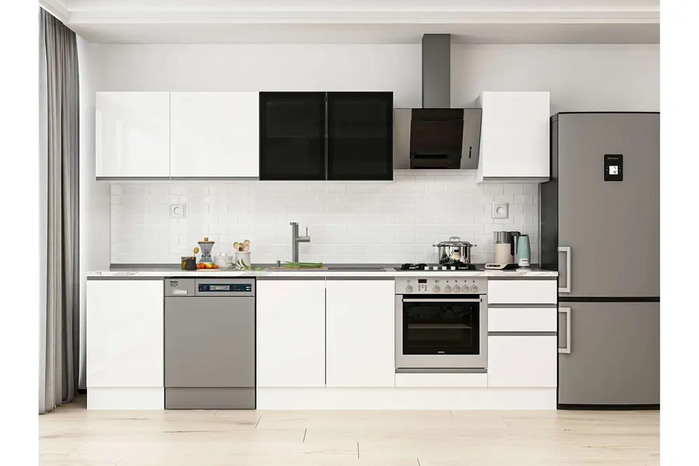 Alvinka 305X210 Cm Mutfak Dolabı, M E90S50S45 3 Beyaz Suntalam
