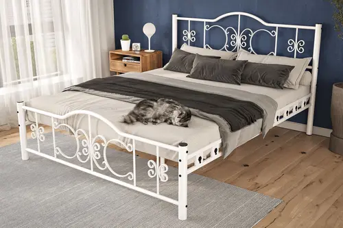 Argimo Pero Ferforje Metal Karyola, Beyaz, 90X190