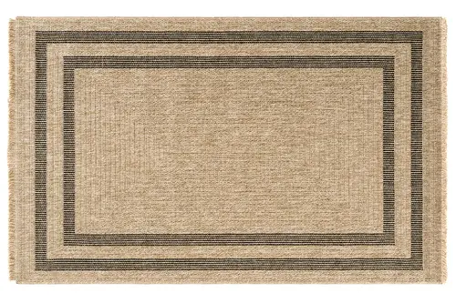 Halımax İndia Jüt Halı 668, Siyah Çerçeveli, 80X300