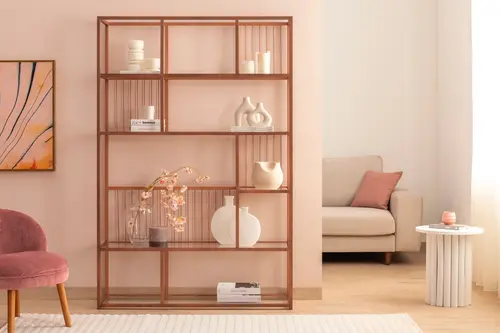 Lola Rose Metal Kitaplık, Kırmızı, 120 Cm