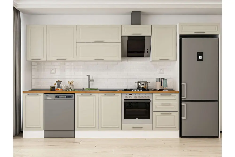 Alvinka 380X222 Cm Klasik Mebran Mutfak Dolabı, Mb E90S40S50 2 Mebran Kumtaşı Suntalam