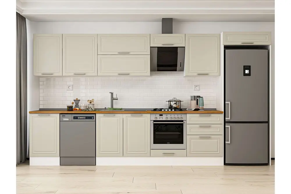 Alvinka 400X222 Cm Klasik Mebran Mutfak Dolabı, Mb E90S50S60 2 Mebran Kumtaşı Suntalam