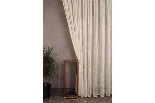 Keten Tül Simli Şampanya 1-2 Seyrek Pile 150X260