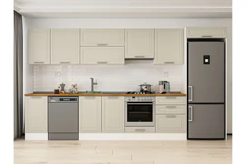 Alvinka 395X222 Cm Klasik Mebran Mutfak Dolabı, Mb E90S45S60 1 Mebran Kumtaşı Suntalam