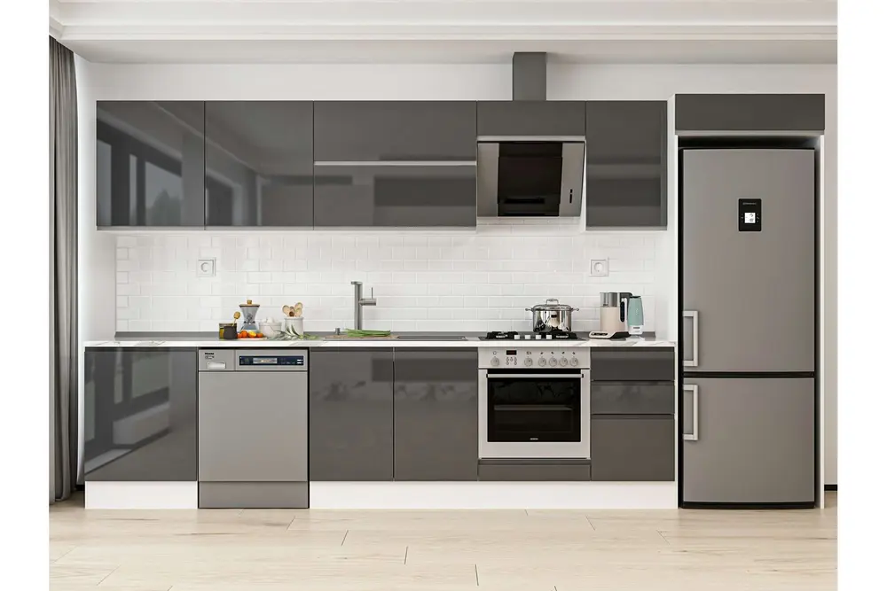 Alvinka 395X222 Cm Mutfak Dolabı, Mb E90S60S45 2 Antrasit Suntalam