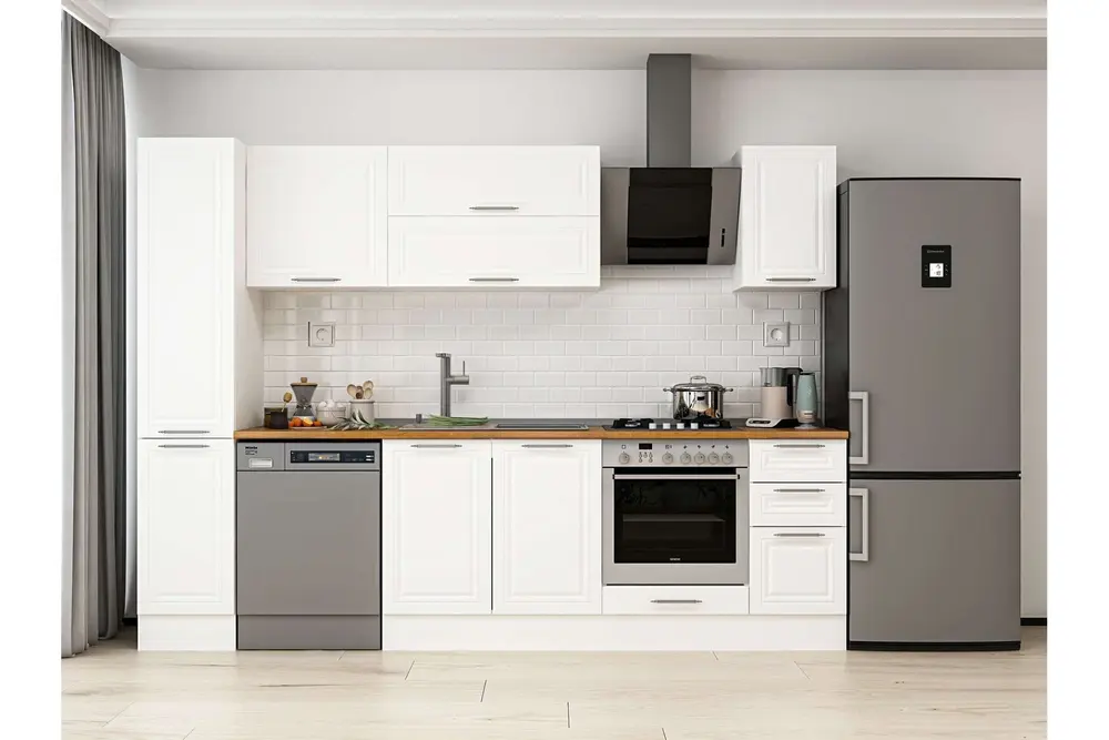 Alvinka 280X210 Cm Klasik Mebran Mutfak Dolabı, Mb E80B40S40 2 Mebran Beyaz Suntalam