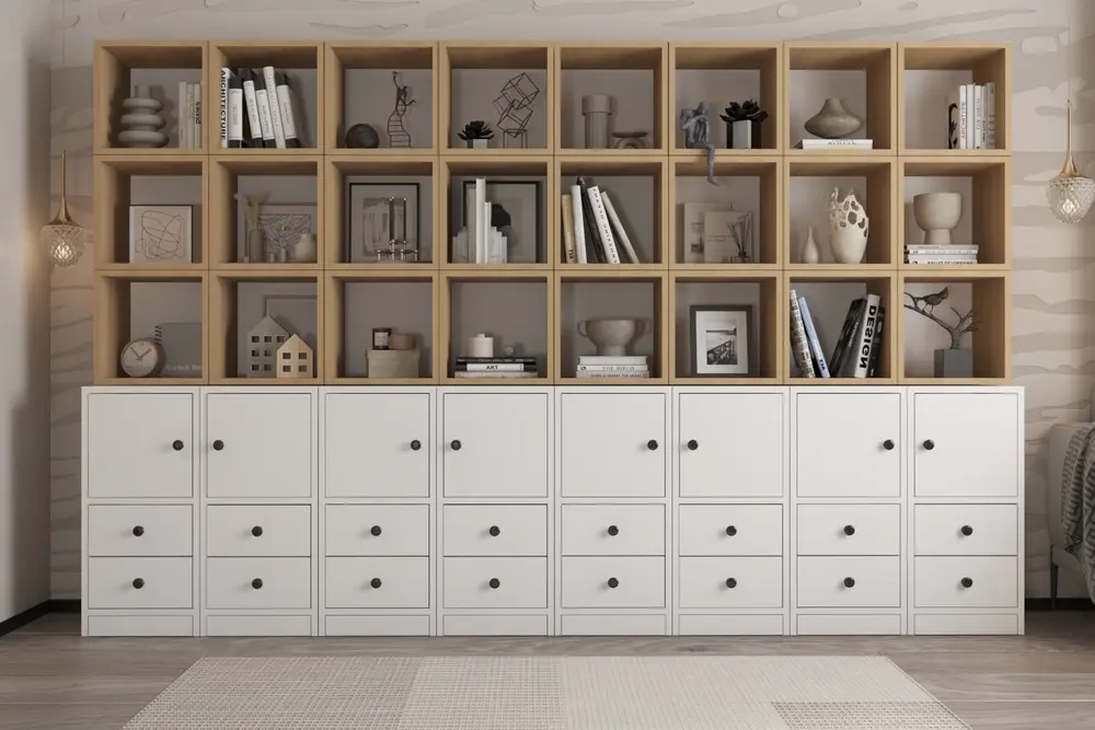 Linea Premium Büyük Boy Çekmeceli Kapaklı Ahşap Kitaplık Nrg Ktp 1119