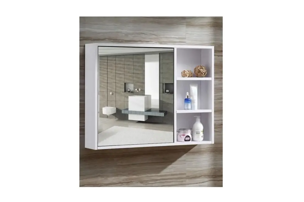 Mines 3 Raflı Aynalı Banyo Üst Dolabı, Beyaz