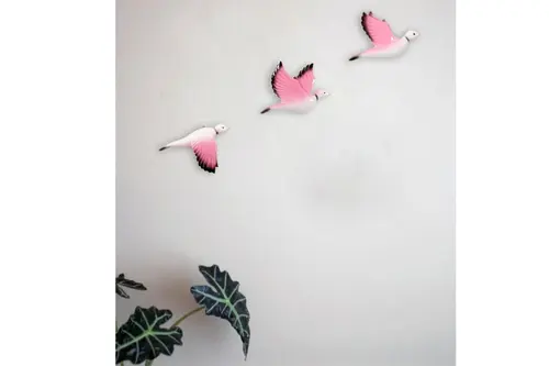 Güvercin Üçlü Duvar Süsü, Pembe