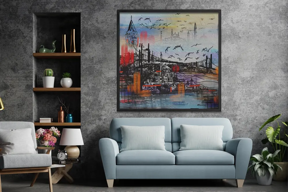 Ahşap Yağlı Boya Dokulu Tablo, İstanbul