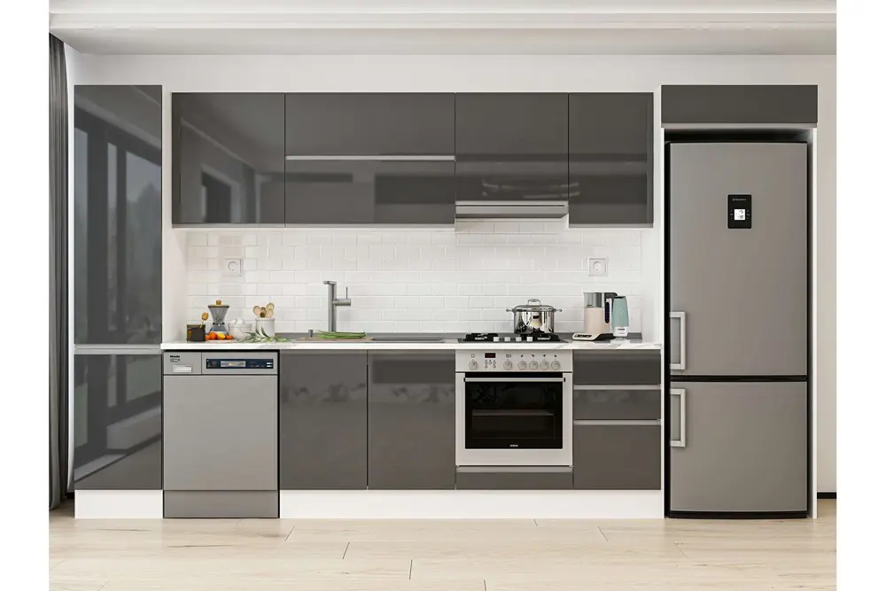 Alvinka 380X222 Cm Mutfak Dolabı, Mbb E90B45S45 1 Antrasit Suntalam