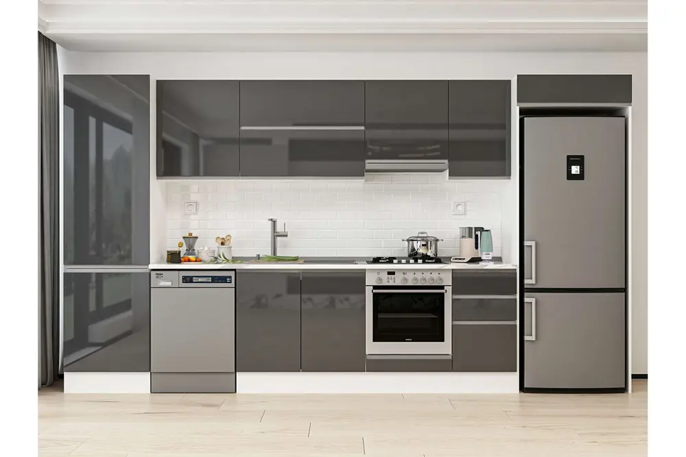 Alvinka 395X222 Cm Mutfak Dolabı, Mbb E90B60S45 1 Antrasit Suntalam