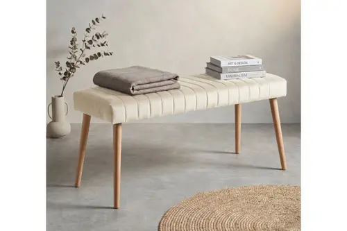 Loft Dokuma Dikişli Bench, Krem
