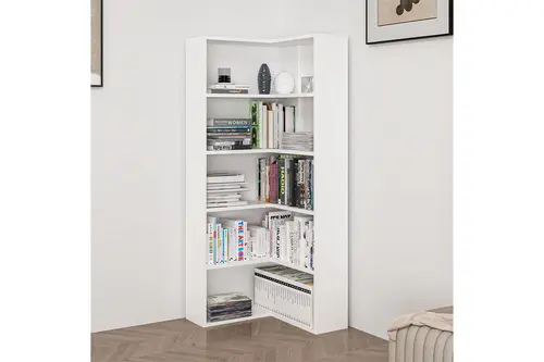 Adel 4 Raflı Köşe Kitaplık, Beyaz